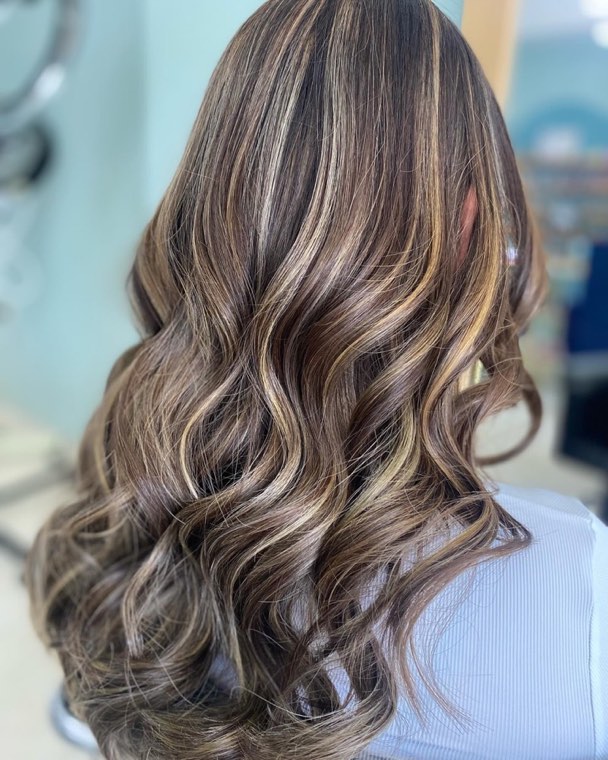 Ash balayage with curls